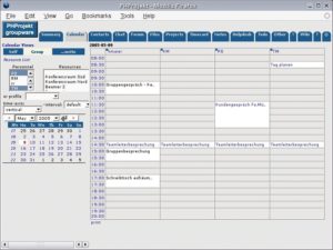 Abbildung 1: Mit PHProjekt können sich die Mitspieler in die Karten sehen: Es zeigt die Kalender verschiedener Benutzer nebeneinander in einer Ansicht.