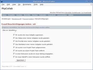 Abbildung 3: Jetzt hat keiner mehr eine Ausrede fürs Verpassen von Terminen: PHP Collab verschickt für fast alle wichtigen Vorgänge Benachrichtigungen per E-Mail.