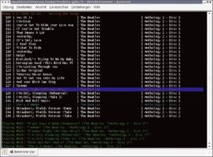 Abbildung 4: Meep überträgt das Client-Server-Prinzip auf die Wiedergabe von Audiodateien. Hier steuert einer der beiden bereits vorhandenen Clients, das Curses-Frontend NMeep, den Daemon.