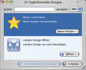 Abbildung 1: Superkaramba nutzt den KDE-Desktop optimal aus; das Frontend macht die Installation neuer Themes komfortabel.