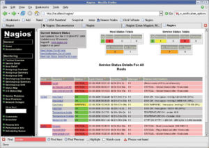 Abbildung 1: Die Nagios-Übersichtsseite zeigt an, dass lokale Tests fehlerlos durchlaufen, aber der Router und alle hinter ihm liegenden Systeme nicht ansprechbar sind.