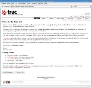 Abbildung 1: Alle Komponenten unter einer einheitlichen Oberfläche: Die Startseite des Trac-Wiki nach der Einrichtung eines Projekts.