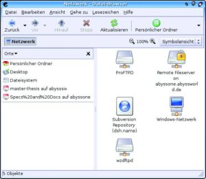 Abbildung 1: Wurde Gnome-VFS mit Avahi-Unterstützung übersetzt, dann präsentiert Nautilus die verteilten Ressourcen wie ein normales Verzeichnis.
