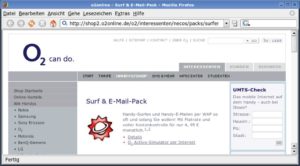 Abbildung 1: Ein nettes Angebot: Das Surf & E-Mail-Paket von O2 kostet 4,95 Euro im Monat bei unbegrenztem Datenvolumen. Jedoch gilt es, wie bei allen Mobilfunk-Angeboten, das Kleingedruckte zu studieren.
