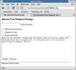 Abbildung 1: So assistiert der Textschnipselverwalter im Browser dem Benutzer.