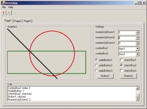Abbildung 1: Die Demo-Anwendung enthält die wichtigsten GUI-Elemente der Dotnet-Bibliothek »System.Windows.Forms«. Hier die Windows-Version.