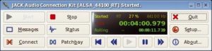 Abbildung 1: Die Buttons im Hauptfenster von Qjackctl steuern den Jack-Server.