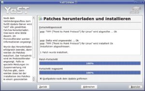 Abbildung 1: Das Yast Online Update lädt zunächst sämtliche Deltas herunter, überprüft sie und wendet dann das Delta an. Erst danach installiert Yast das fertige RPM-Paket und löscht die Ausgangsdatei.