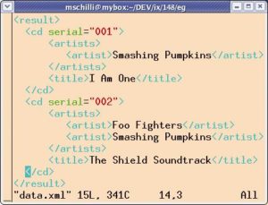 Abbildung 1: Der XML-Beispieldatensatz, der die hier vorgestellten XML-Module illustriert, zeigt ein CD-Archiv.