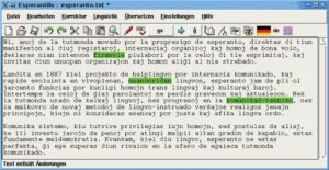 Abbildung 1: Der Texteditor Esperantilo bietet eine Rechtschreibprüfung für die Weltsprache Esperanto.