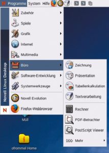 Abbildung 1: Das Hauptmenü macht vor allem unter Gnome einen sehr aufgeräumten Eindruck.
