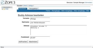 Abbildung 1: Ein Bearbeitungsformular, automatisch generiert aus dem Datenschema der Inhaltskomponente.