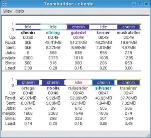 Abbildung 1: Der Teambuilder-Monitor bietet allerlei Statistiken über die Hosts im Netzwerk und deren Jobs.