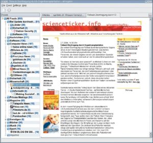 Abbildung 1: Akregator, das komfortable KDE-Frontend zum Lesen mehrerer RSS-Newsfeeds.