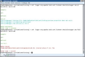 Abbildung 1: Die »VersionManager«-Task in Aktion. Für farbige Ausgabe sorgt das Modul »AnsiColorLogger«.
