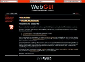Abbildung 1: WebGUI im Administrations-Modus. Objekte sind sehr leicht neu anzulegen oder mit Hilfe der Pfeilbuttons in der Hierarchie zu verschieben.