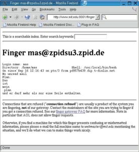 Abbildung 1: Wer in seine Homepage eine Finger-Abfrage integrieren will, kann dazu ein Webinterface nutzen. Da das Protokoll sehr einfach ist, sind solche Frontends schnell entwickelt.