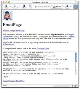 Abbildung 1: So präsentiert sich das Minimal-Wiki. Es lässt sich durchaus benutzen, um Texte über Wikis zu erstellen. Was hinter »SlashdotNews« steckt, zeigt Abbildung 2.