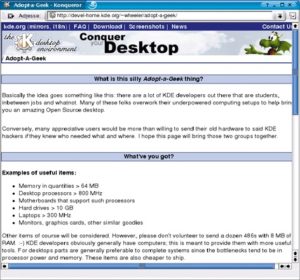 Abbildung 1: Auf ihren Homepages bitten die Großen der Gemeinschaft wie KDE ...