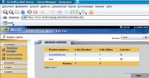 Abbildung 1: Das Web-basierte Administrationsfrontend des SCO-Mailservers ist sehr übersichtlich - vielleicht auch, weil der Admin Postfix von Hand konfigurieren muss.