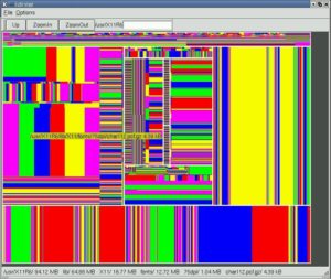 Abbildung 1: Die Darstellung von Verzeichnisstrukturen als Flächen mit QTreemap ist zunächst ungewohnt. Der Vorteil: Die Größeninformationen sind ebenfalls darstellbar.