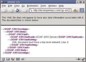 Abbildung 1: Den Versuch, per Browser auf ihn zuzugreifen, quittiert der Temperaturumwandlungs-Webservice von Developer Days mit dieser Fehlermeldung. Er erwartet eine XML-kodierte SOAP-Anfrage, die aber kein Browser sendet.