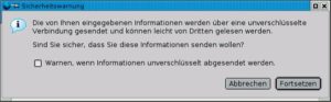 Abbildung 1b: Bei Mozilla Firefox arbeitet die Checkbox anders als bei IE und Konqueror: Der User muss explizit anwählen, dass er solche Warnung haben will.
