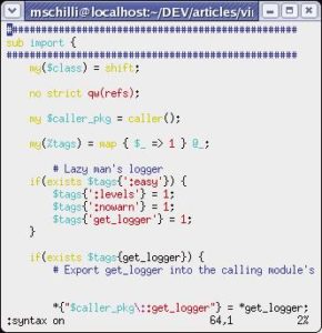 Abbildung 1b: Hier zum Vergleich mit eingeschaltetem Syntax-Highlighting.