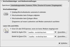 Abbildung 2: Arbeitet mit HAL und D-Bus: Der Gnome Volume Manager, den »gnome-volume-properties« einstellt. Hier die neueste Version in Gnome 2.14.