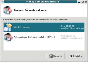 Abbildung 2: Der Autopackage-Manager deinstalliert Pakete benutzerfreundlich über eine grafische Oberfläche.