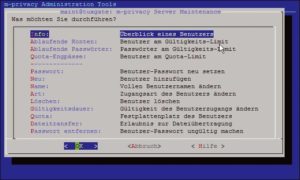 Abbildung 2: Wie es sich für eine Sicherheits-Appliance gehört, sind die Funktionen ihrer Benutzerverwaltung sehr umfangreich. Die übersichtliche textbasierte Oberfläche eignet sich bestens für Fernwartung.