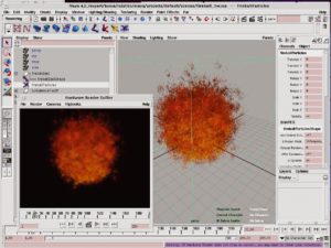 Abbildung 2: Das Modellier- und Animationspaket Maya von Alias sticht unter anderem mit seinem Partikelsystem bisher jede freie Software aus.