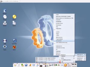 Abbildung 2: KDE 3 verfolgt das klassische Desktopkonzept: Auf dem Hintergrund liegen Icons, unten Menü und Kontrollleiste; die Anwendungsfenster landen darüber im Vordergrund. KDE 4 soll dagegen alle Komponenten miteinander verschmelzen.
