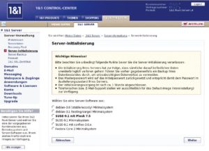 Abbildung 2: Über das 1&1-Control-Center darf sich der Mieter nach eigenem Geschmack eine Linux-Distribution auswählen und auf seinem Rootserver installieren lassen.