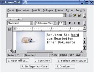 Abbildung 2: Die erstellte Demo-Anwendung: »Word« wird beim Klick auf den entsprechenden Button selbstverständlich durch »Writer« ersetzt.