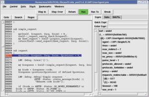 Abbildung 2: Der auf Perl/Tk basierende grafische Debugger Ptkdb lässt sich leicht vom CPAN installieren.