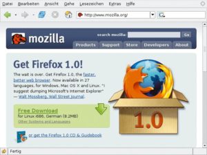 Abbildung 2: Der Mozilla-Browser Firefox sollte ursprünglich Firebird heißen. Doch dieser Name war bereits von einem Datenbankprojekt belegt - das Mozilla-Team lenkte ein.