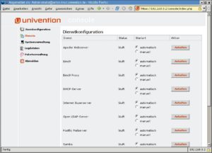 Abbildung 2: Intern arbeitet ein abgespecktes Debian Linux, auf dem allseits bekannte Daemons laufen. Das Besondere liegt in ihrer engen Verzahnung. Das Bild zeigt die Webkonsole zur Diensteverwaltung.