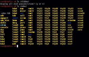 Abbildung 2: Initialisiertes Udev-Verzeichnis: Dynamische Gerätedateien und die Datenbank ».udev.tdb«.