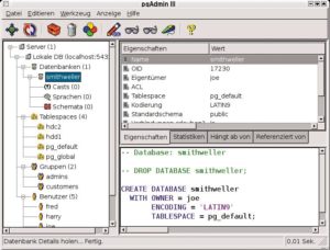 Abbildung 2: Das grafische Administrationstool Pg Admin III ist speziell an die neue PostgreSQL-Version angepasst und läuft gleichermaßen unter Linux wie Windows.