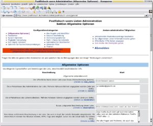 Abbildung 2: Das Admin-Interface bietet Zugriff auf alle Einstellungen einer Liste. Dort tragen Sie Eigentümer und Moderatoren ein und gestalten den Text, den Mailman auf der Listenübersicht-Seite anzeigt.