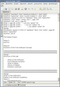 Abbildung 2: Die Syntax von Magicpoint-Dateien erinnert an Latex.
