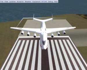 Abbildung 2: Eine Antonow auf dem Rollfeld des Flightgear- Rollfelds. Zahlreiche weitere Flugzeugtypen stehen zur Auswahl.