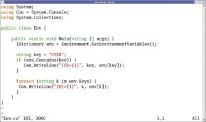 Abbildung 2: Der Editor Vim unterstützt in neuen Versionen C#-Code durch farbiges Syntax-Highlighting.