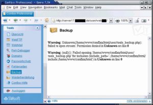 Abbildung 2: Auf Server 17 und Server 53 ist die fehlerhafte Backup-Funktion gesperrt. Die Sperre ist zwar nicht elegant (sie erzeugt eine Fehlermeldung), aber wirksam und schützt die Kunden.