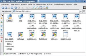 Abbildung 2: Captive schnappt sich entweder lokal oder online einen Satz Windows-XP-Dateien und lässt sie fortan als NTFS-Subystem für sich und den User arbeiten.