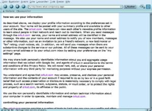 Abbildung 2: Im Privacy Statement der Orkut-Seite finden sich einige Passagen, die bei Datenschutzbeauftragten und mündigen Bürgern sicherlich auf heftige Ablehnung stoßen.