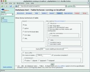 Abbildung 2: Auch PHP MyAdmin bietet Backupfunktionen für MySQL-Tabellen.