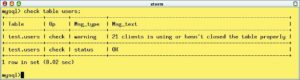 Abbildung 2: Status »OK« - so sollte die Meldung nach erfolgreichem »check table«-Durchlauf aussehen.