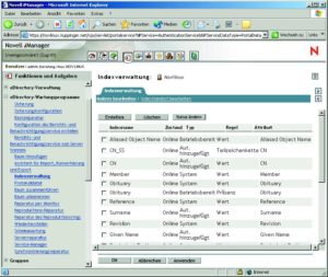 Abbildung 2: Der I-Manager ist die zentrale Administrationskonsole für die Nterprise Linux Services. Hier stehen die meisten Funktionen bis hin zu den Detailfunktionen des E-Directory-Managements zur Verfügung.